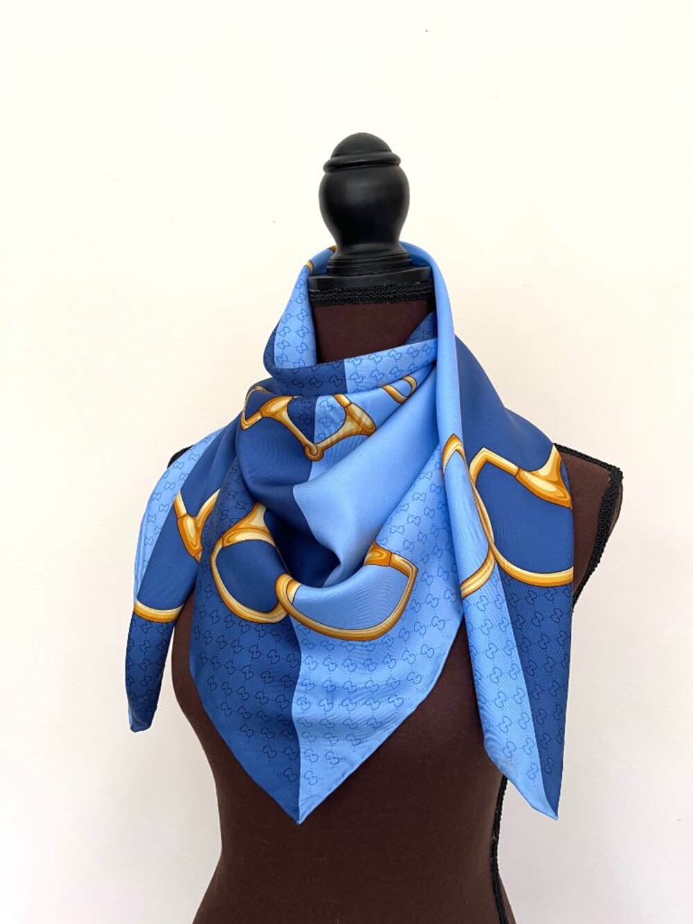 Display #2 Gucci Equestrian Horsebit Blue with Gold Silk Scarf